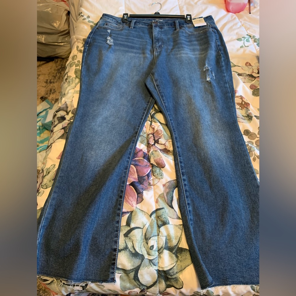 NWT Terra & Sky sz16w distressed blue jeans